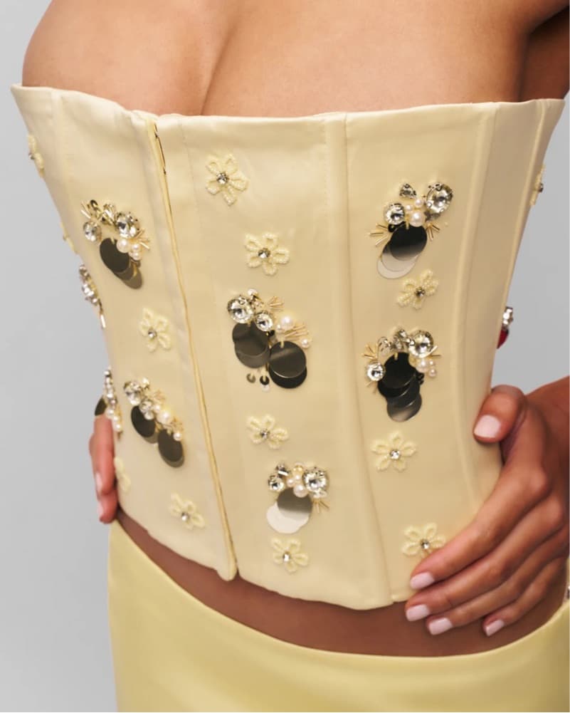 Danielle Guizio Embellished Satin Corset - Image 3