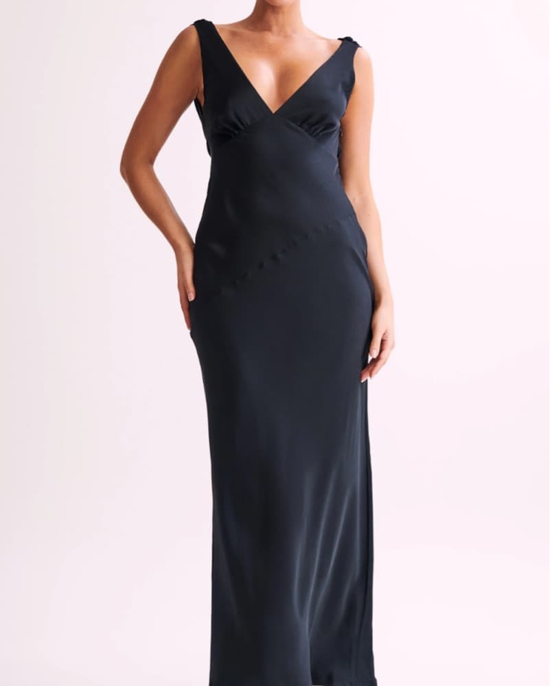 Black Satin Evening Gown - Image 3