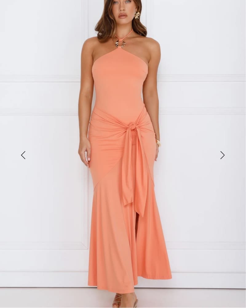 HelloMolly Orange/Coral Long Dress - Image 1