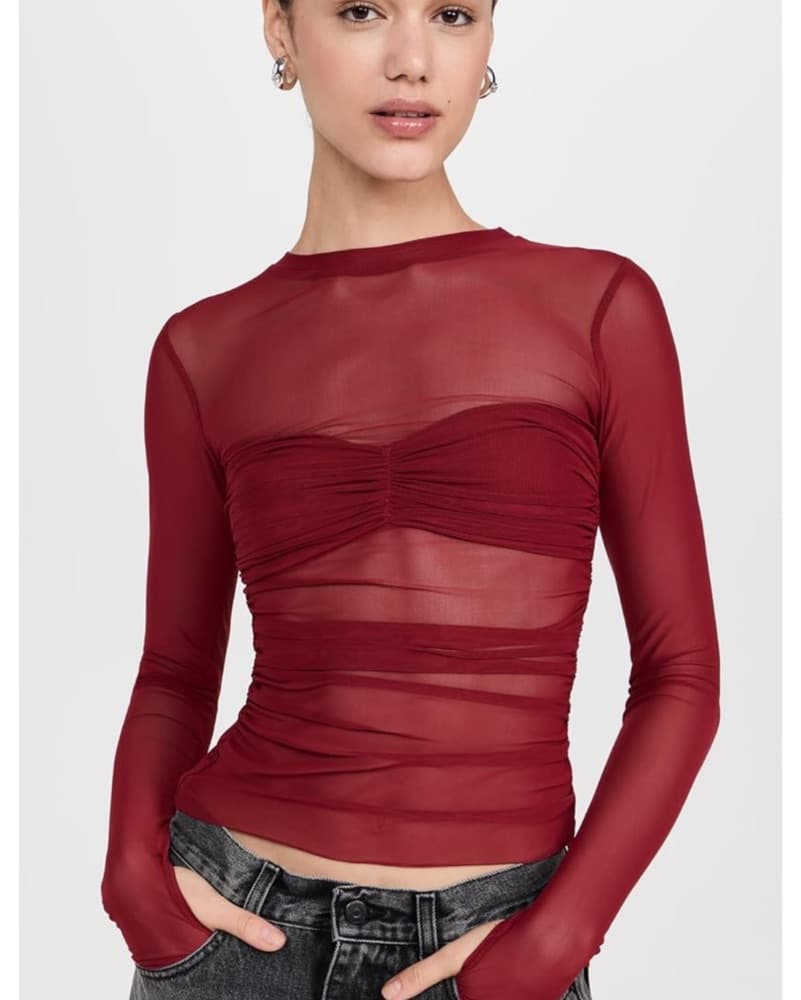 AFRM Red Sheer Top - Image 3