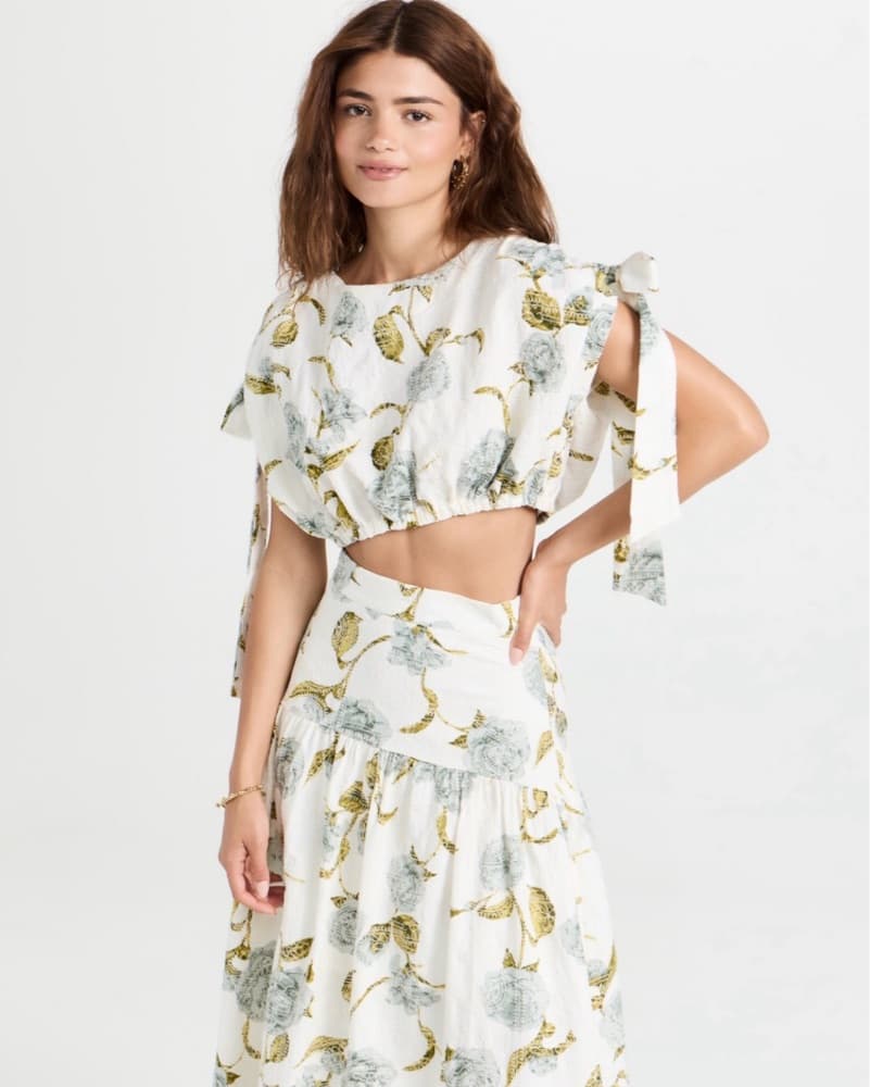Floral Crop Top and Ruffle Skirt Set - Image 1