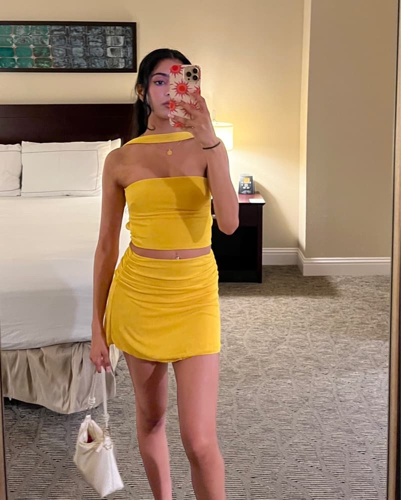 Vibrant Yellow Ruched Mini Set - Image 1