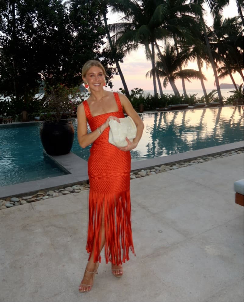 Vibrant Orange Fringed Maxi Dress - Image 3