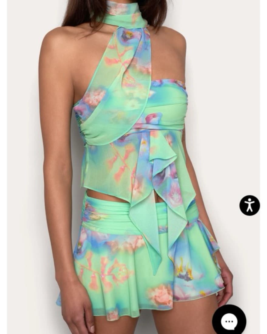 Guizo Chiffon Wrap Around Green Set - Image 3