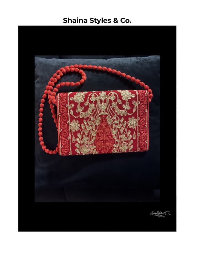 Luxurious Embroidered Velvet Clutch - Image 1