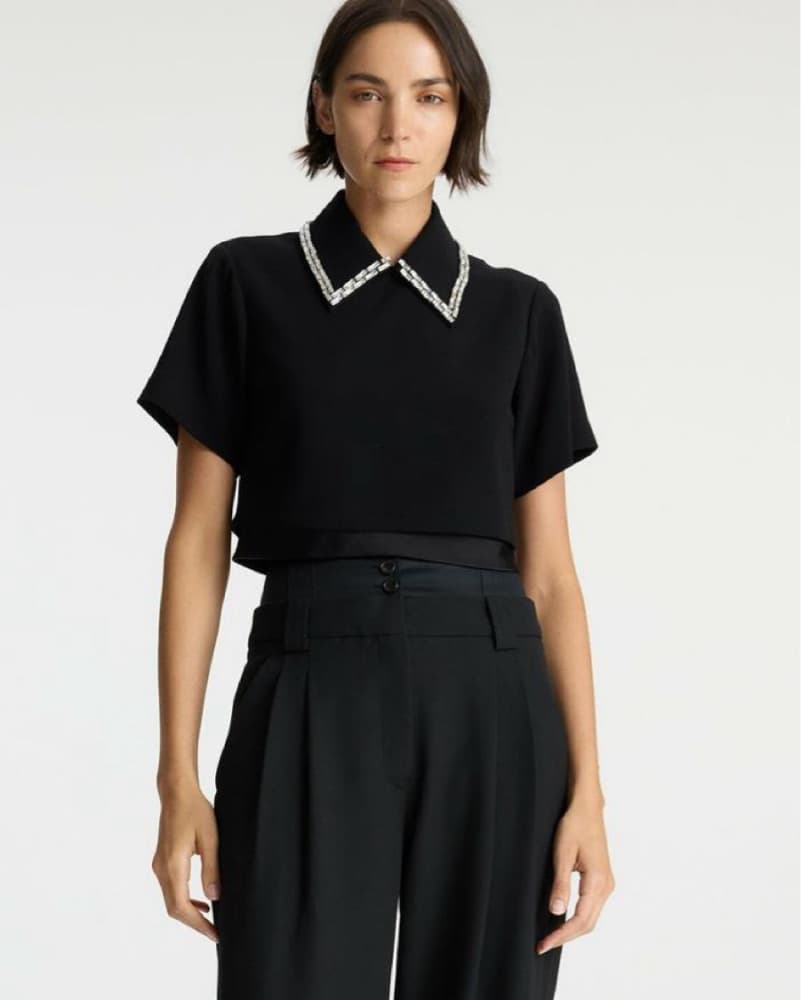 A.L.C. Lark Jewel-Embellished Crop Top - Image 2