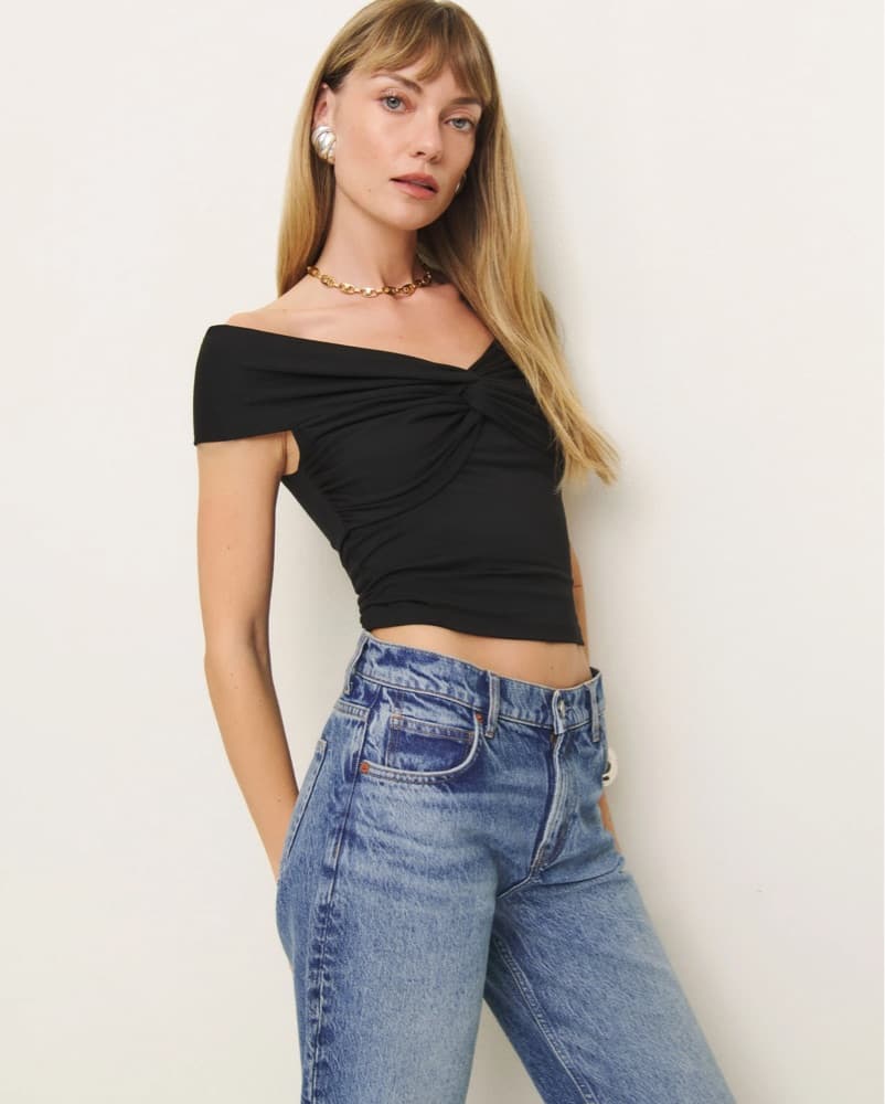 Reformatiom Ezlynn Knit Black Top - Image 1