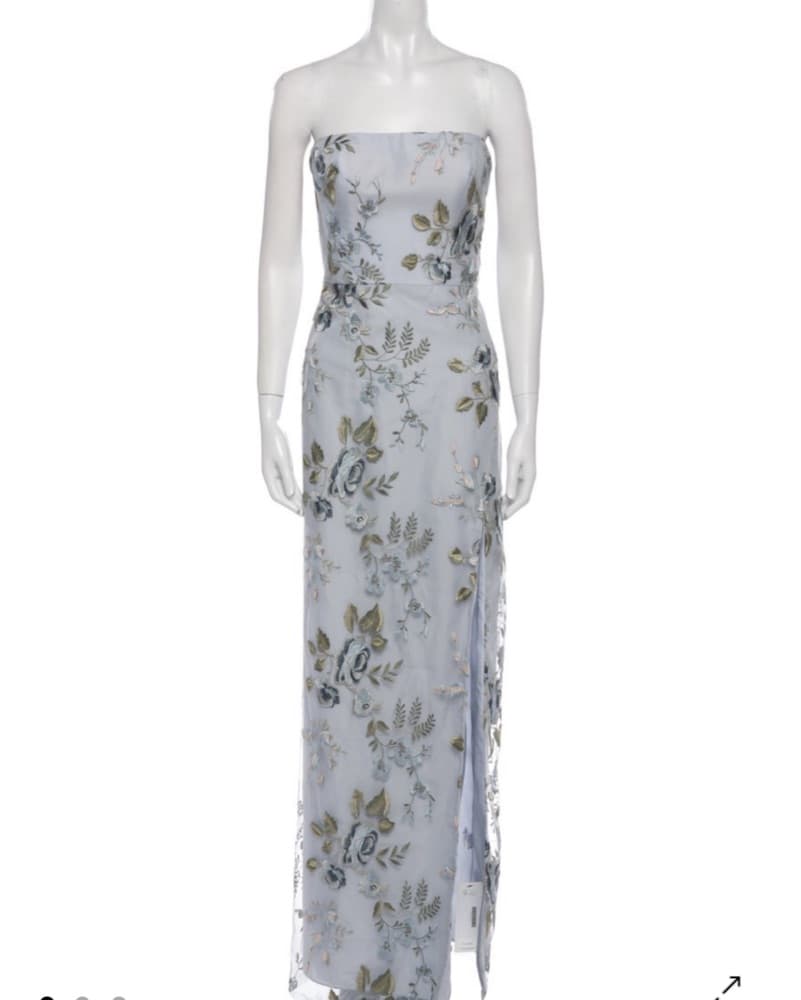 Baby Blue And Sage Green Floral Gown - Image 1