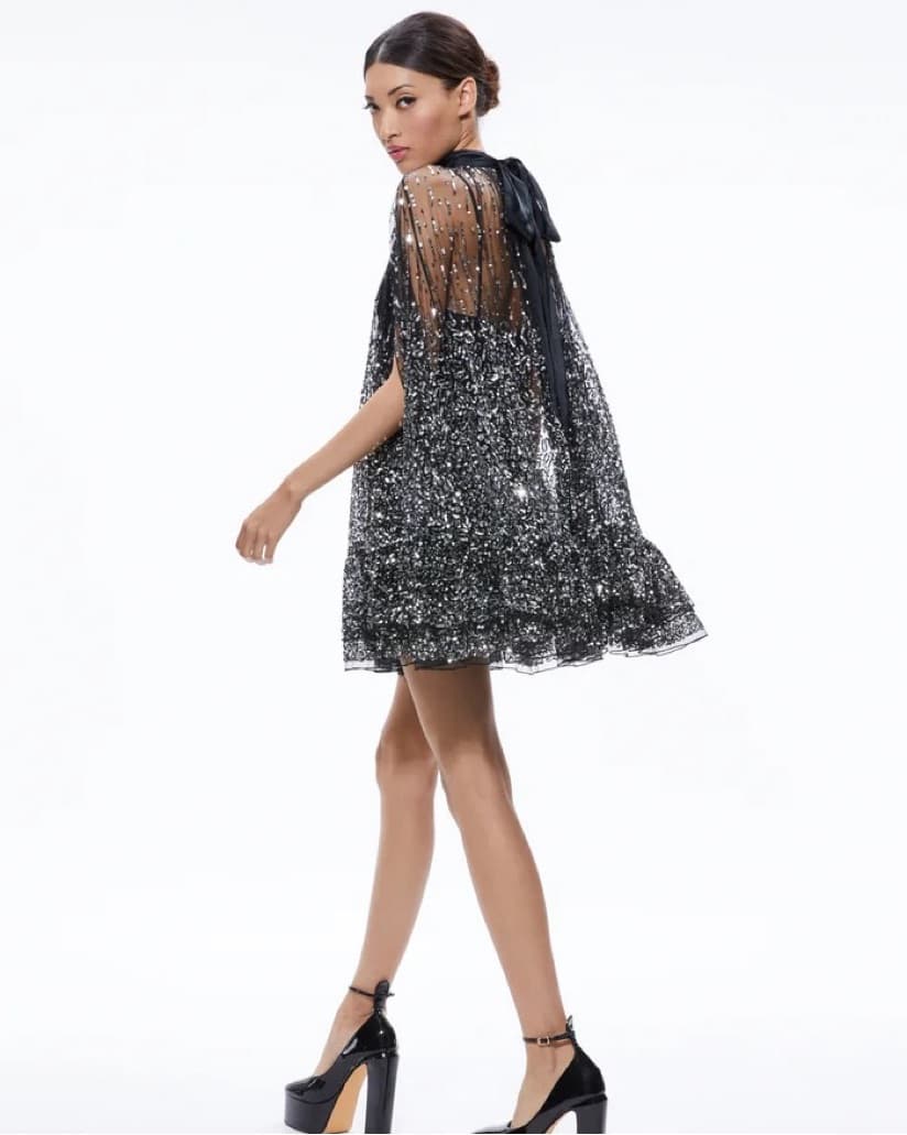 Zenon Cape Mini Sequin Dress - Image 2