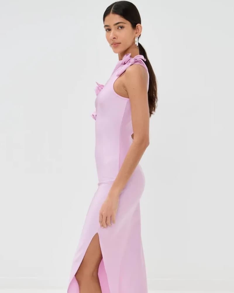 Coperni Floral-Accented Pink Midi Dress - Image 2