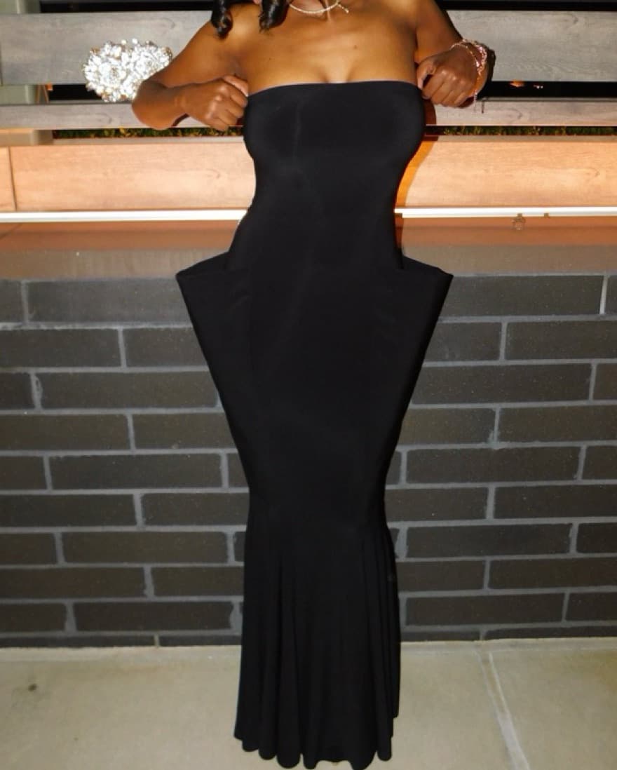 Strapless Wing Fishtail Gown in Black - Image 2