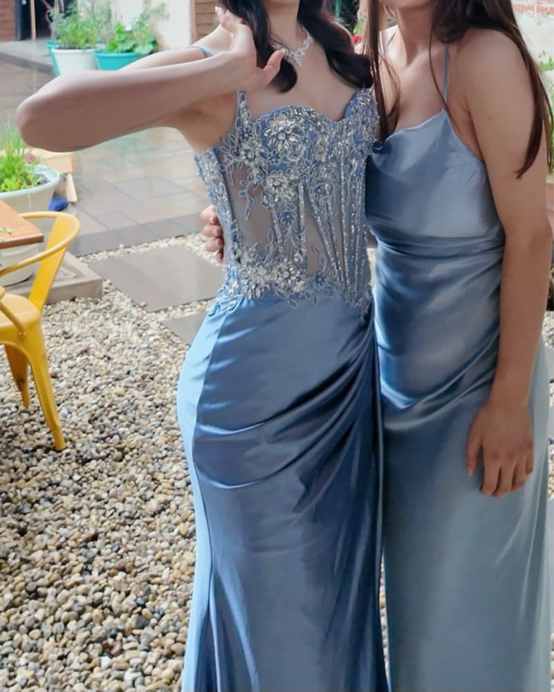 Blue Corset Prom Dress - Image 1