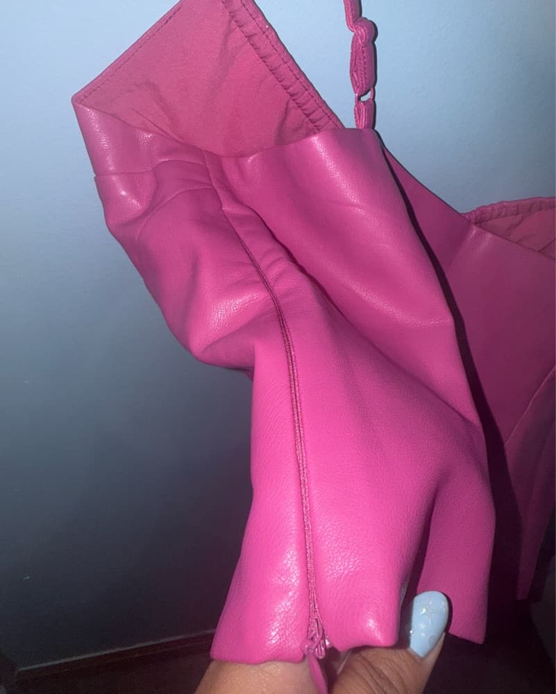 Wayf magenta faux Lesther Corset Top - Image 4
