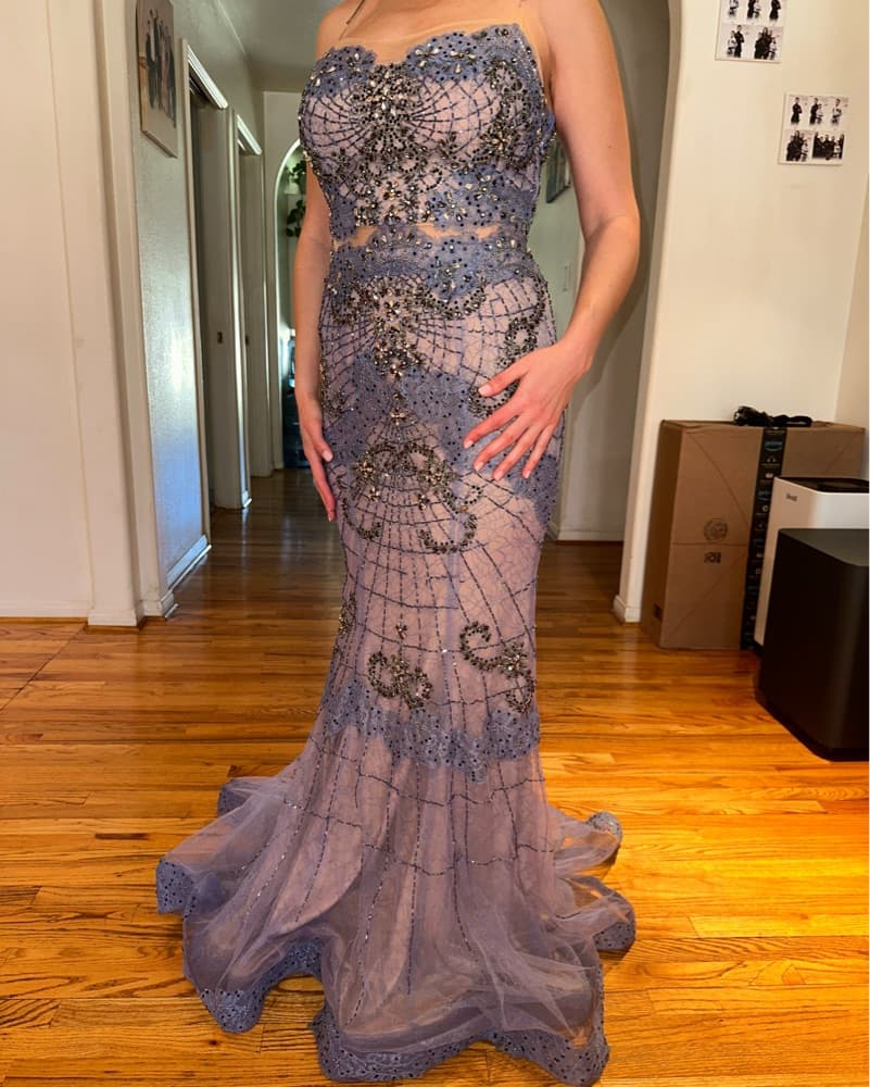 Terani Blue Evening Gown - Image 4