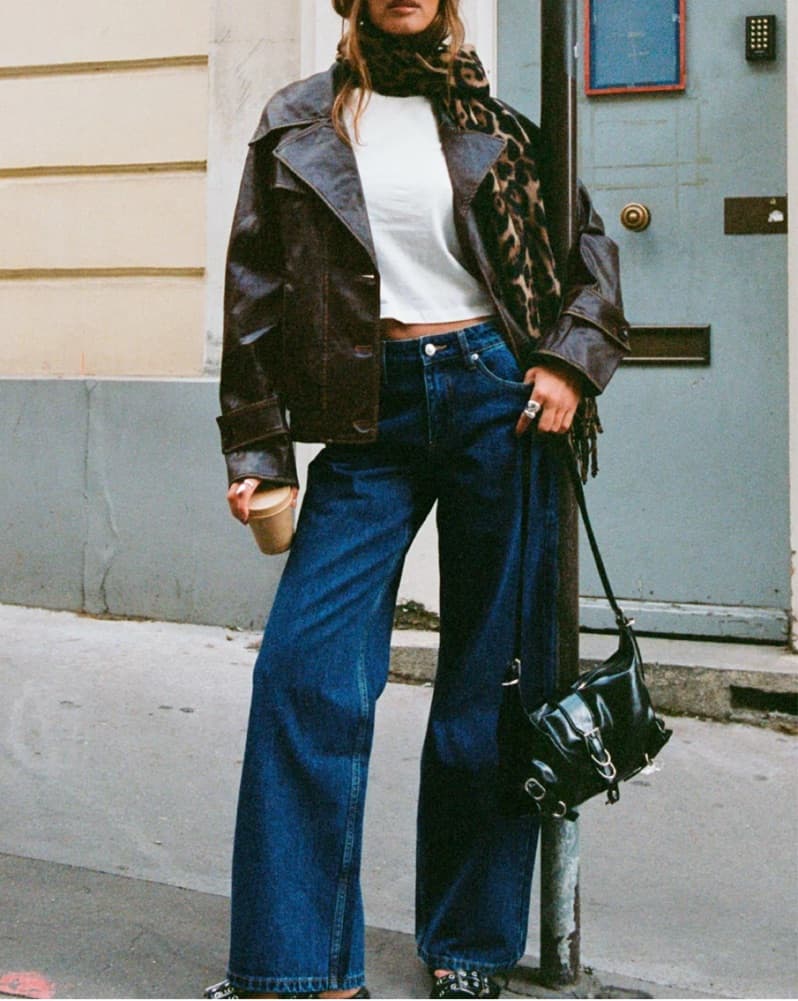 Oversized Brown Faux Leather Jacket  - Image 1