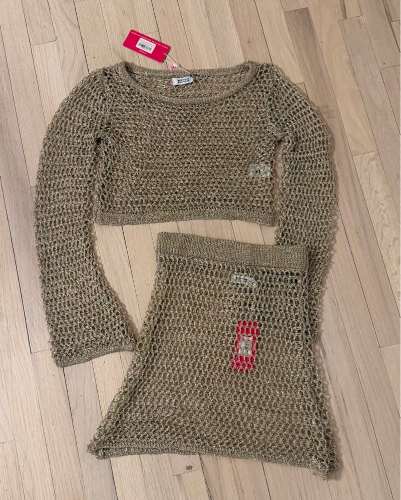 Gold Fishnet Skirt Set - Image 2