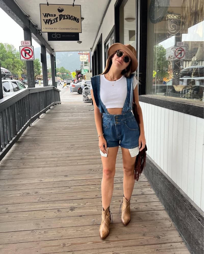 Western Denim Shorts Overalls - Image 2