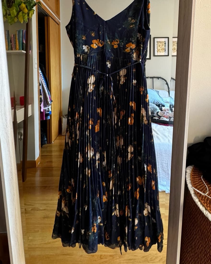 Aritzia Wilfred Navy Floral Wrap Dress - Image 1