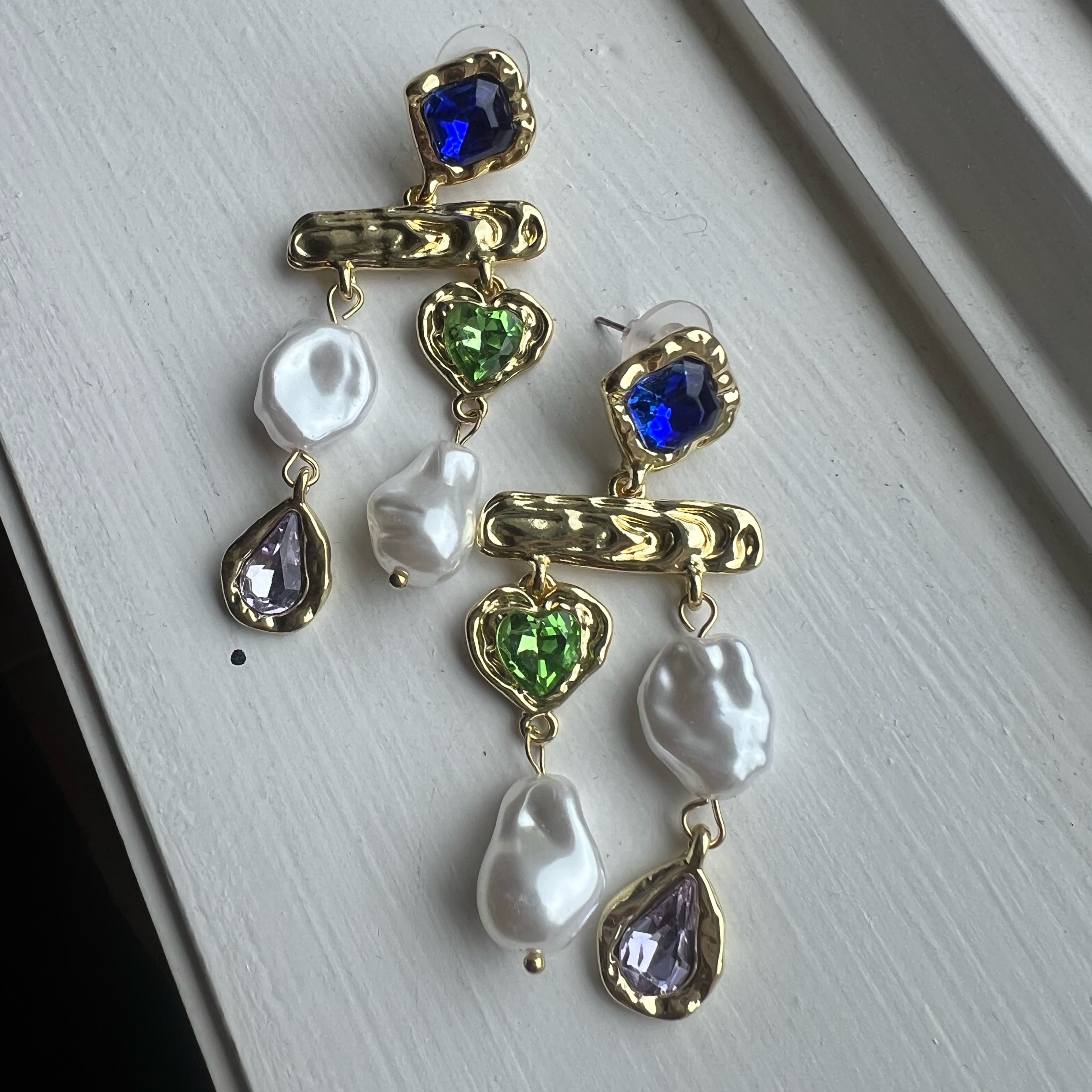 Multi-color Pearl Drop Earrings - Image 2