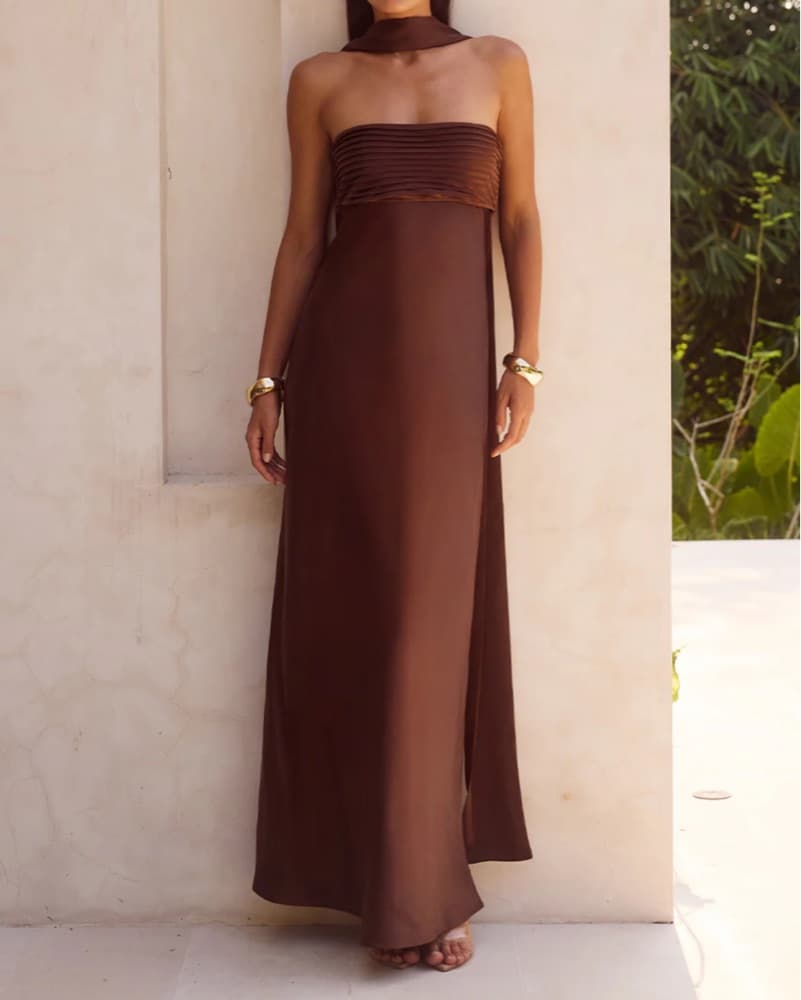  Strapless Scarf Maxi Dress  - Image 1