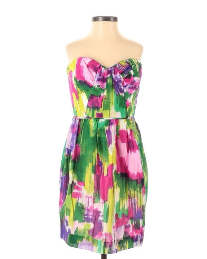 Milly Floral-Printed Strapless Dress - Image 1