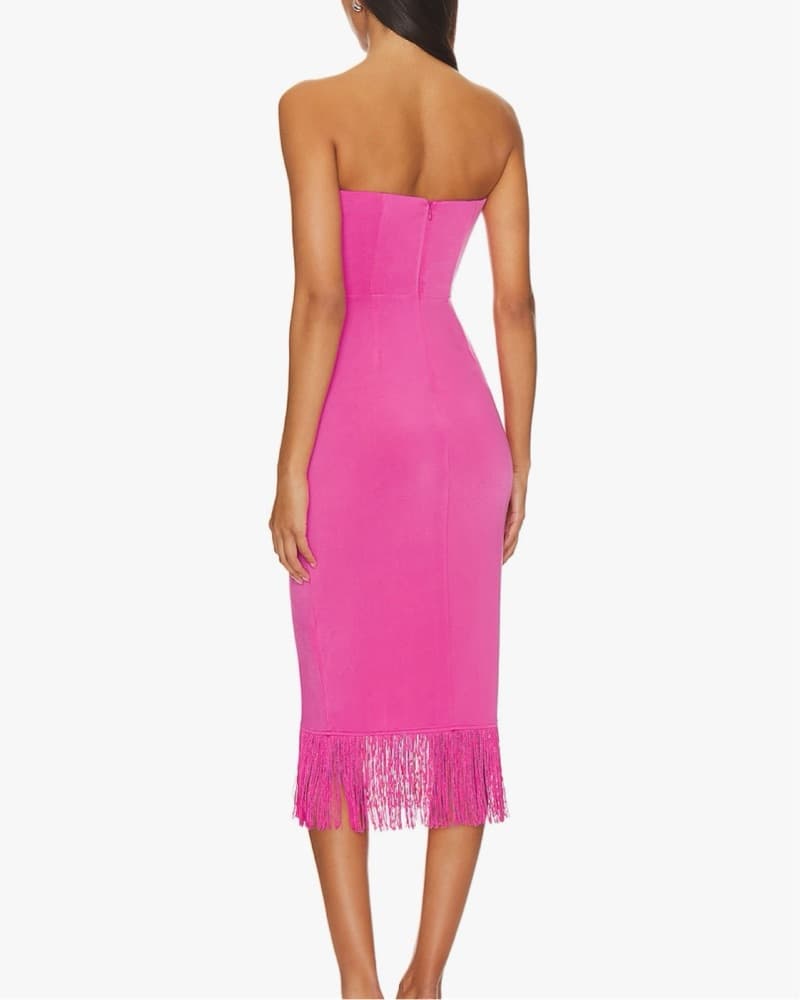 NBD Pink Cutout Fringe Midi Dress - Image 3