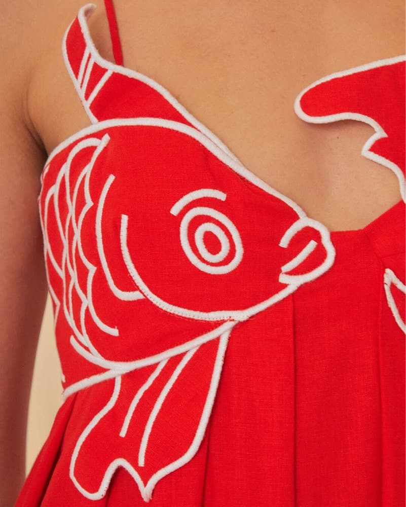 Farm Rio Red Fish Dress - Image 2