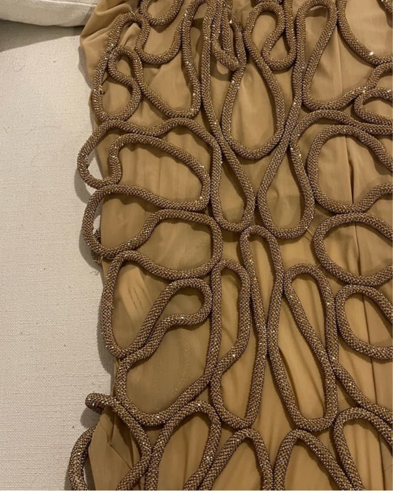 Beige Rope-Patterned Mini Dress - Image 4