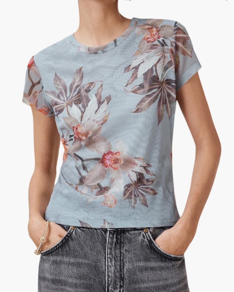 NWT All Saints Ellie Floral Mesh T-Shirt - Image 1