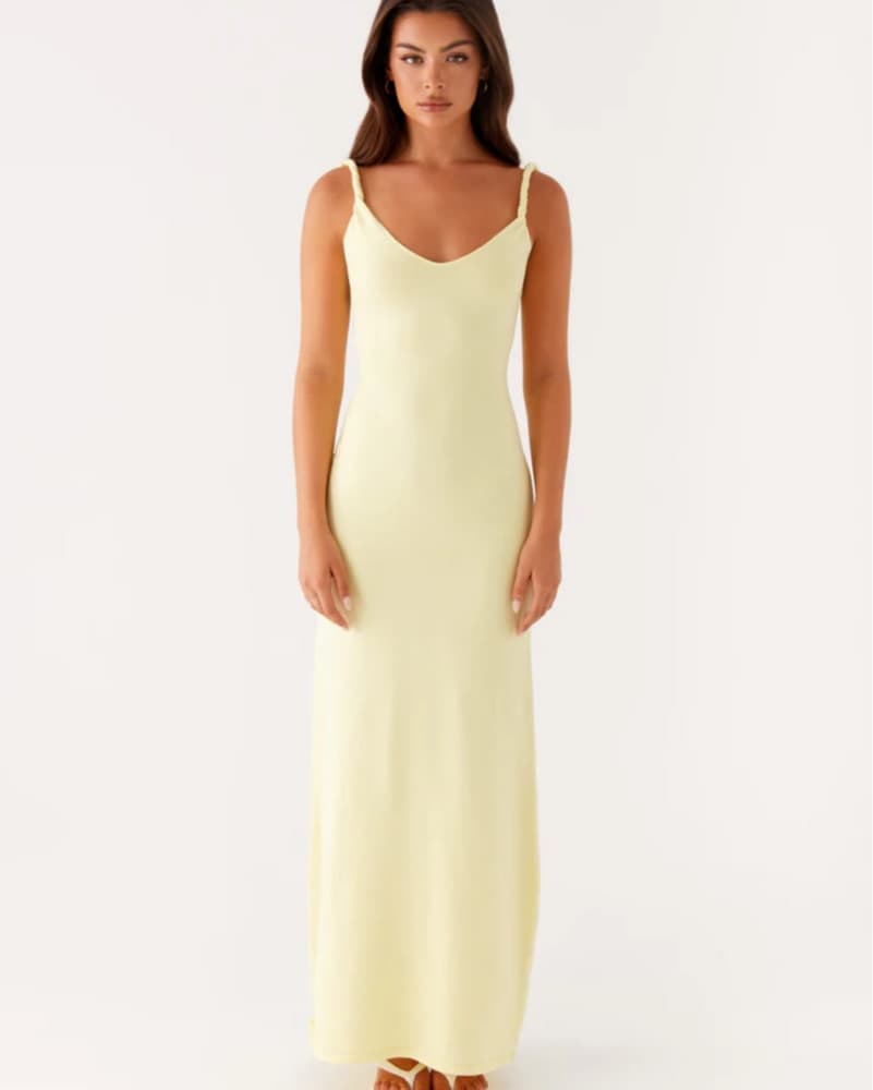 Yellow V-Neck Maxi Dress - Image 1