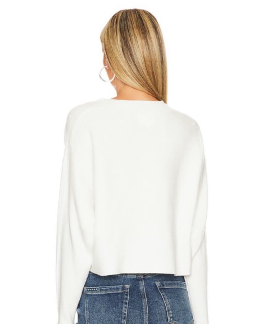 Line & Dot White Cropped Sweater - Image 3