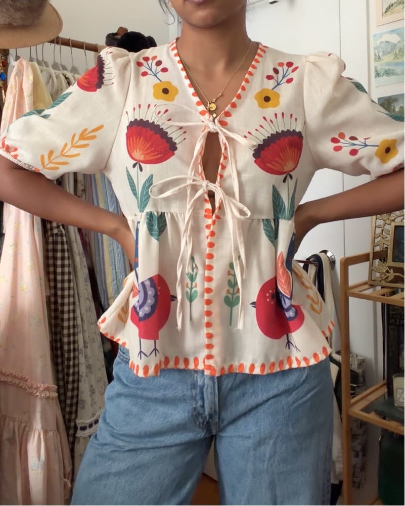 Vibrant Floral Embroidered Top - Image 1
