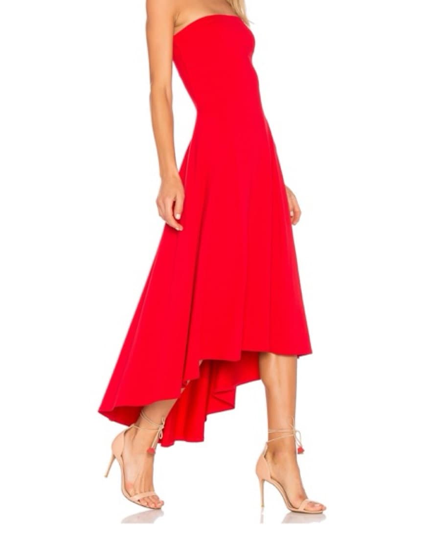 Strapless High Low Dress In Perfect Red - Image 1