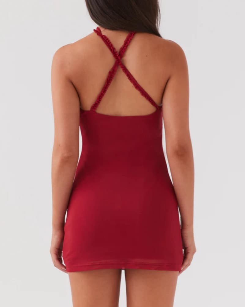 red mini Slit Dress - Image 2