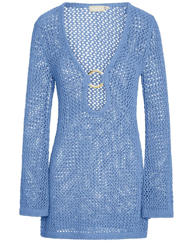 Monday Swim Blue Crochet Knit Dress - Image 3