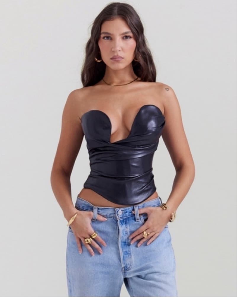 House of CB Saffira Vegan Leather Top  - Image 1