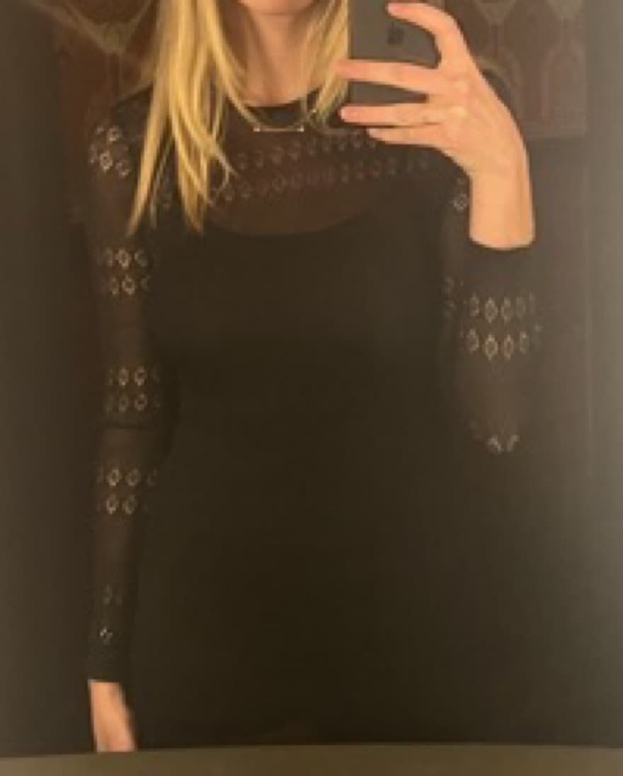 Black Mesh Long Sleeve Open Back Cover U - Image 4