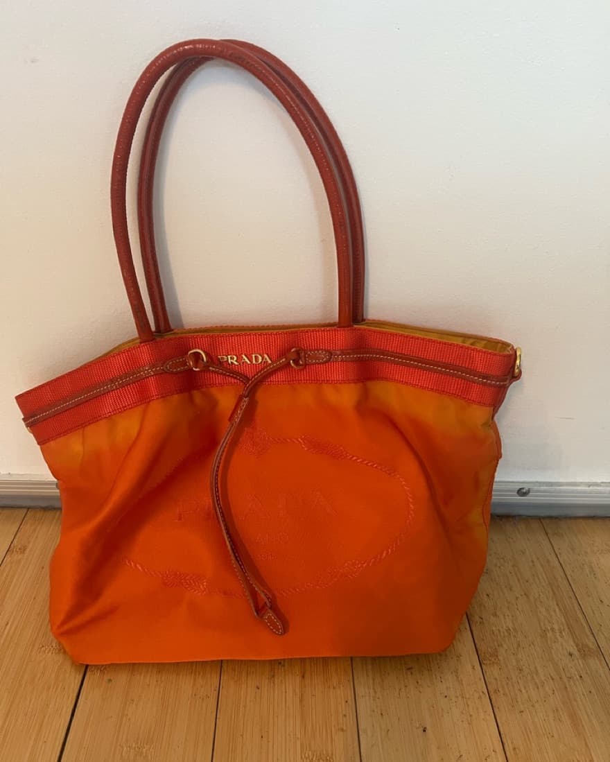 Prada Orange Nylon Tote - Image 1