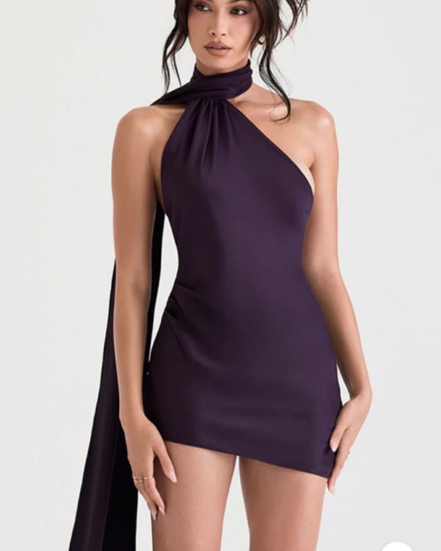 Stunning Backless Purple Halter Dress  - Image 3