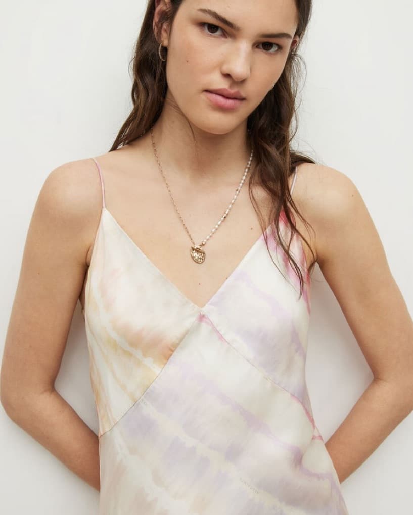 All Saints Silk Tie-Dye Midi Dress - Image 4