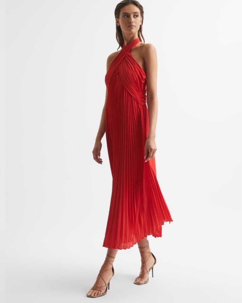 Reiss Roya Pleated Halter Dress - Image 1
