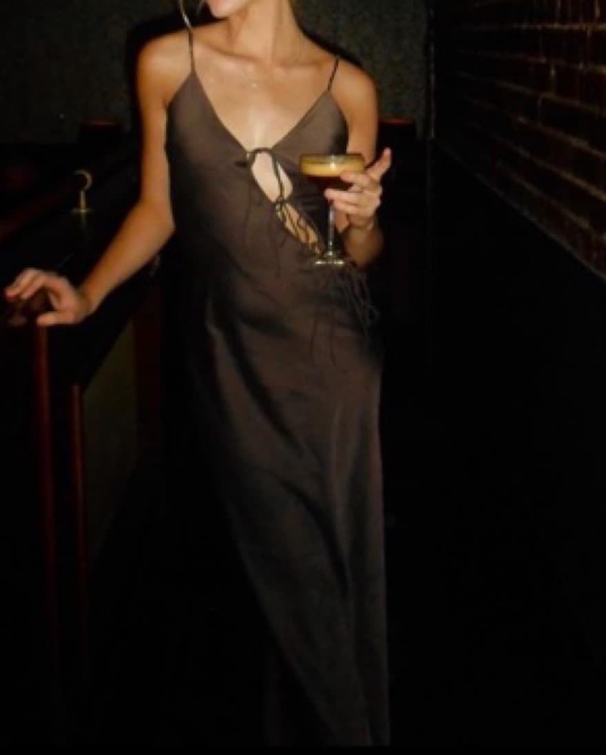 Lionness Brown Tie Up Maxi Dress - Image 3
