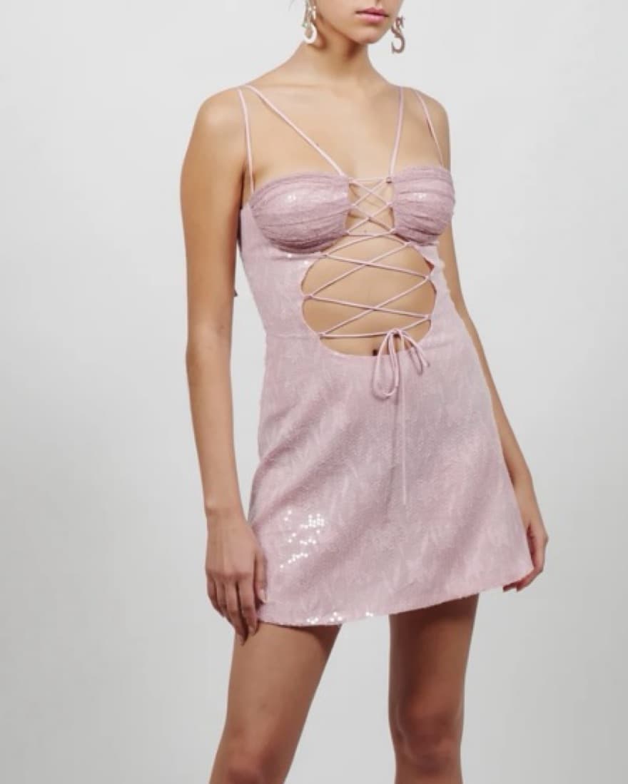 Kim Shui Lace Up Pailette Mini Dress - Image 1