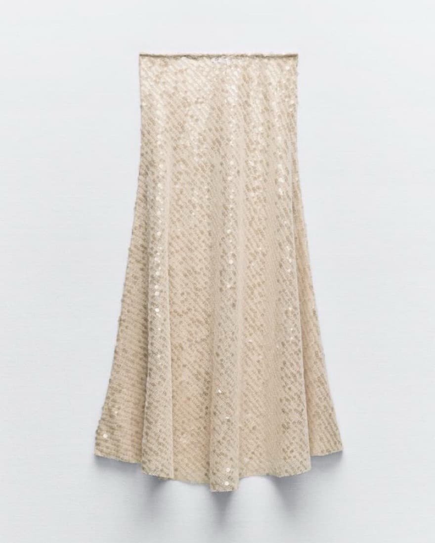 Zara Sheer Crochet Sequin Skirt - Image 1