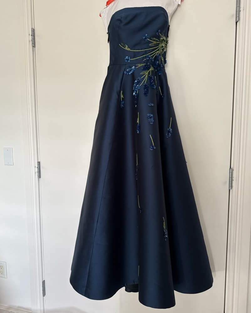 Monique Lhullier Navy Ball Gown - Image 2