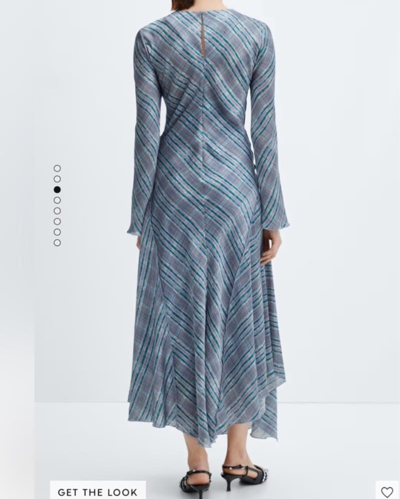 Mango Satin Plaid midi dress - Image 3