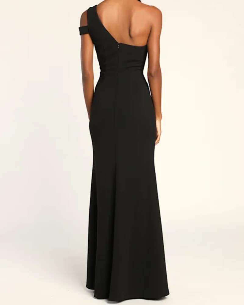 Black One-Shoulder Mermaid Dress - Image 2