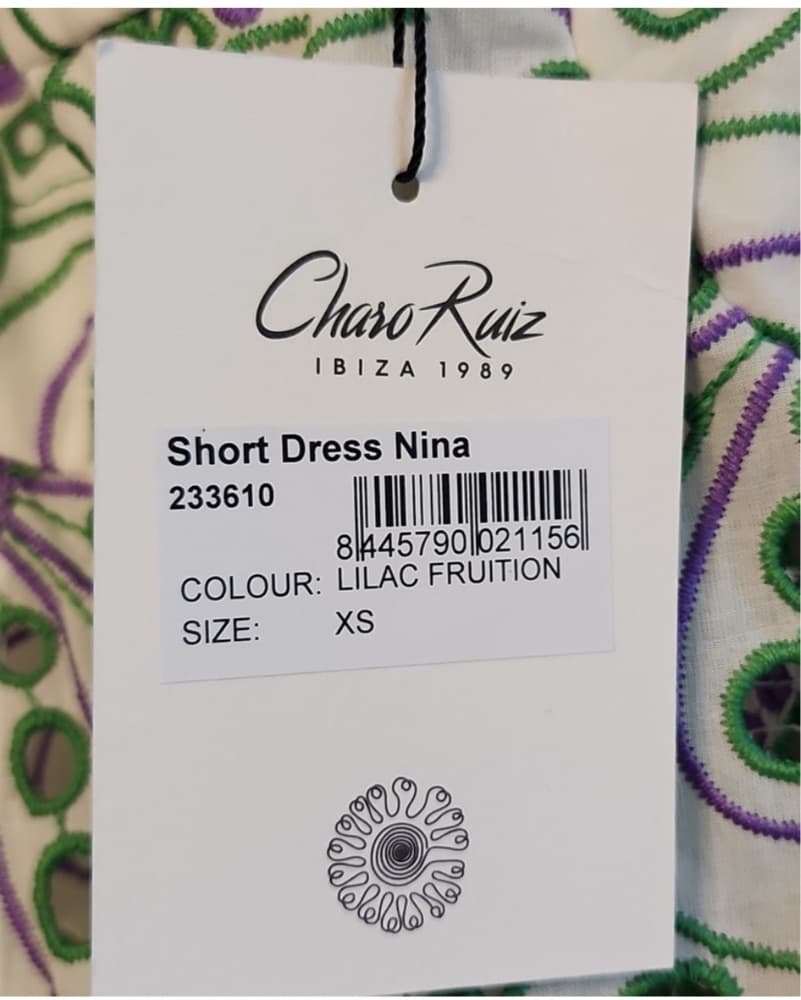 Charo Ruiz Nina Green Eyelet Dress XS - Image 6