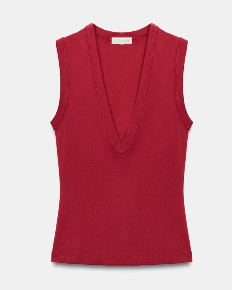 Zara Red Deep V-Neck Tank  - Image 1