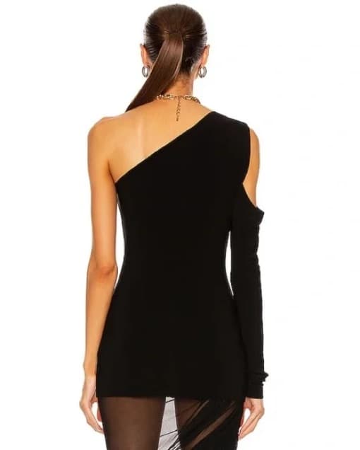 Norma Kamali One Shoulder One Sleeve Top - Image 3